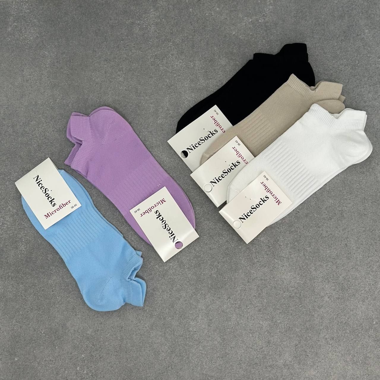 Спортивные женские носки короткие NiceSocks, чорная микрофибра, 36-40р, 10 пар