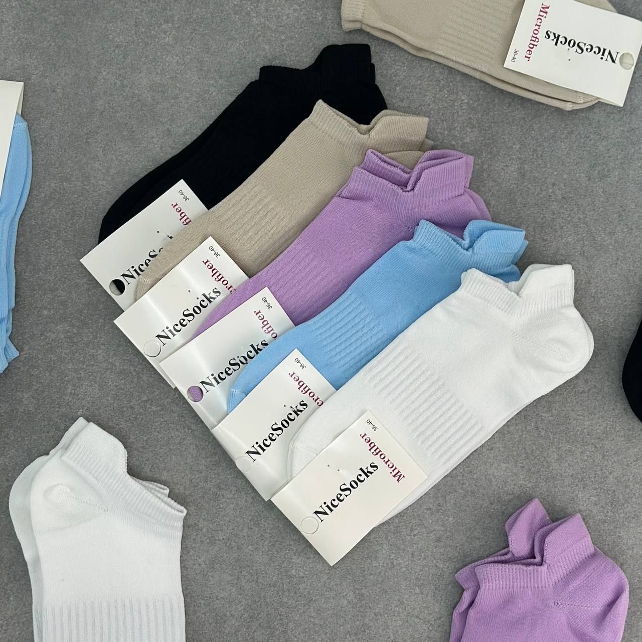 Спортивные женские носки короткие NiceSocks, чорная микрофибра, 36-40р, 10 пар