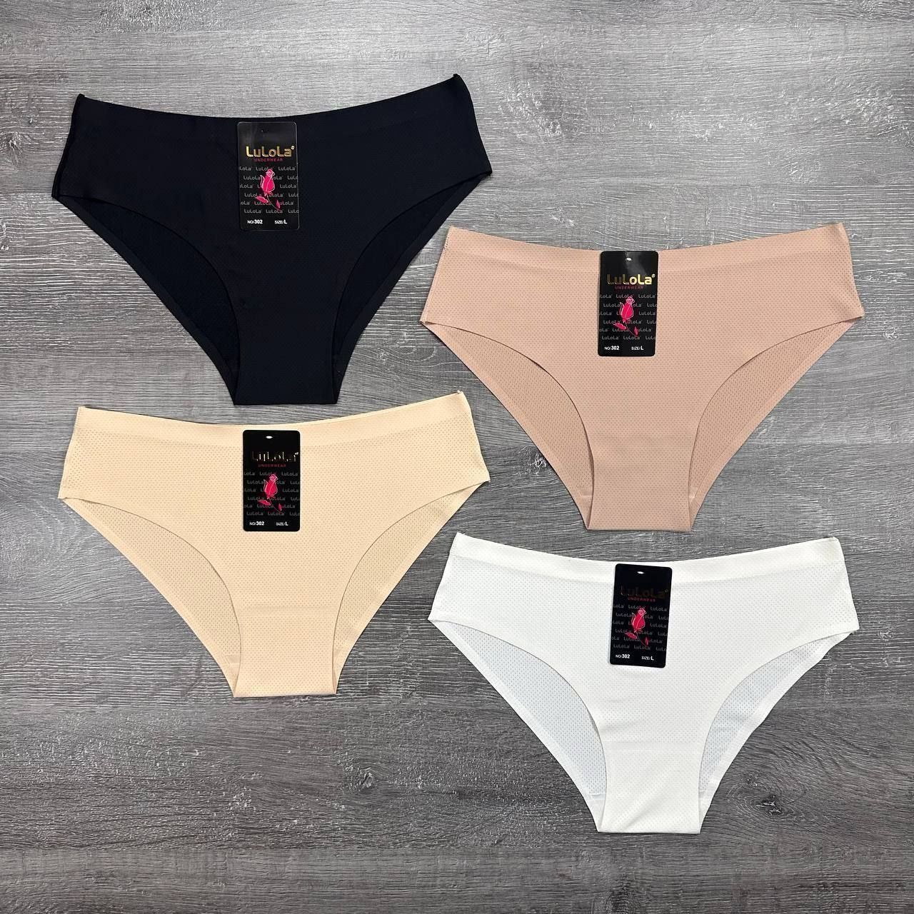 Жіночі трусики сліпи гладкі з перфорацією LuLoLa, 4 шт асорті, L