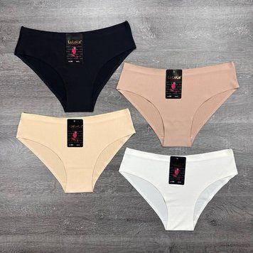 Жіночі трусики сліпи гладкі з перфорацією LuLoLa, 4 шт асорті, XL