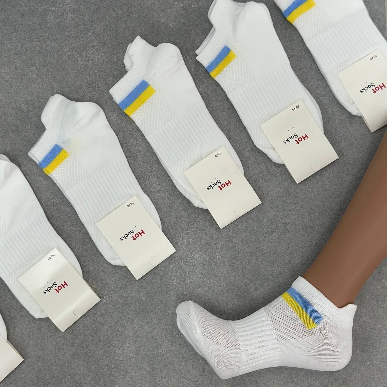 Спортивные женские носки с сеточкой Украина белые NiceSocks, 36-40 р, 10 пар