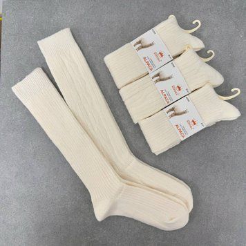 Вовняні гольфи жіночі в рубчик молочні Преміум Корона, 36-41 р, 1 пара